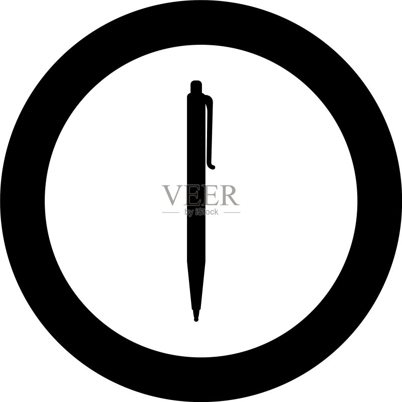 圆形黑色圆珠笔图标图标素材