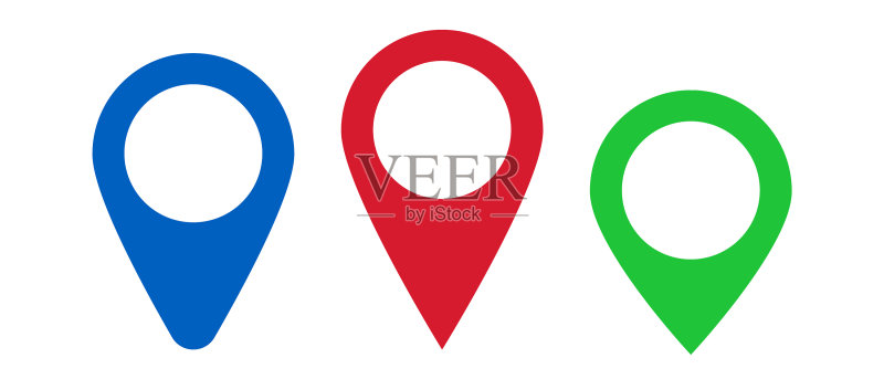 地图图钉图标集或地图上的位置显示图标素材