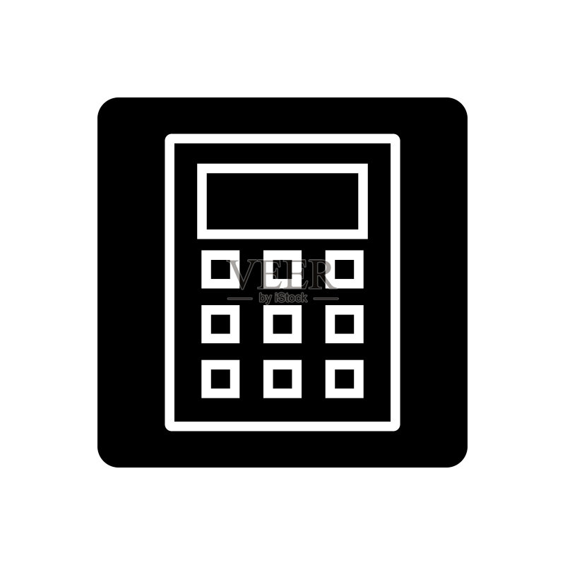 方形计算器盒子图标。矢量图。图标素材