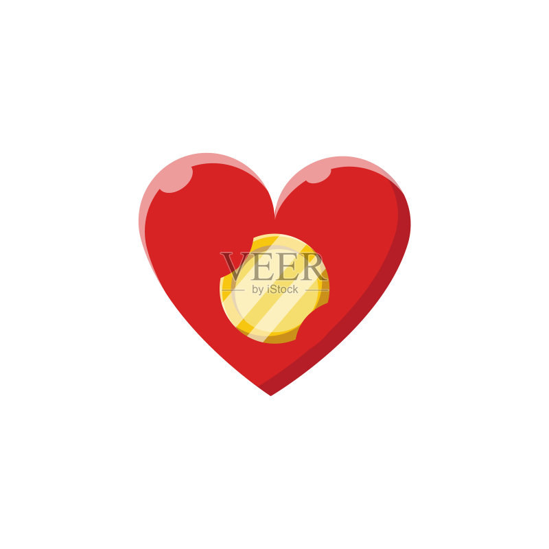 心形金色硬币扁平光亮图标设计图标素材
