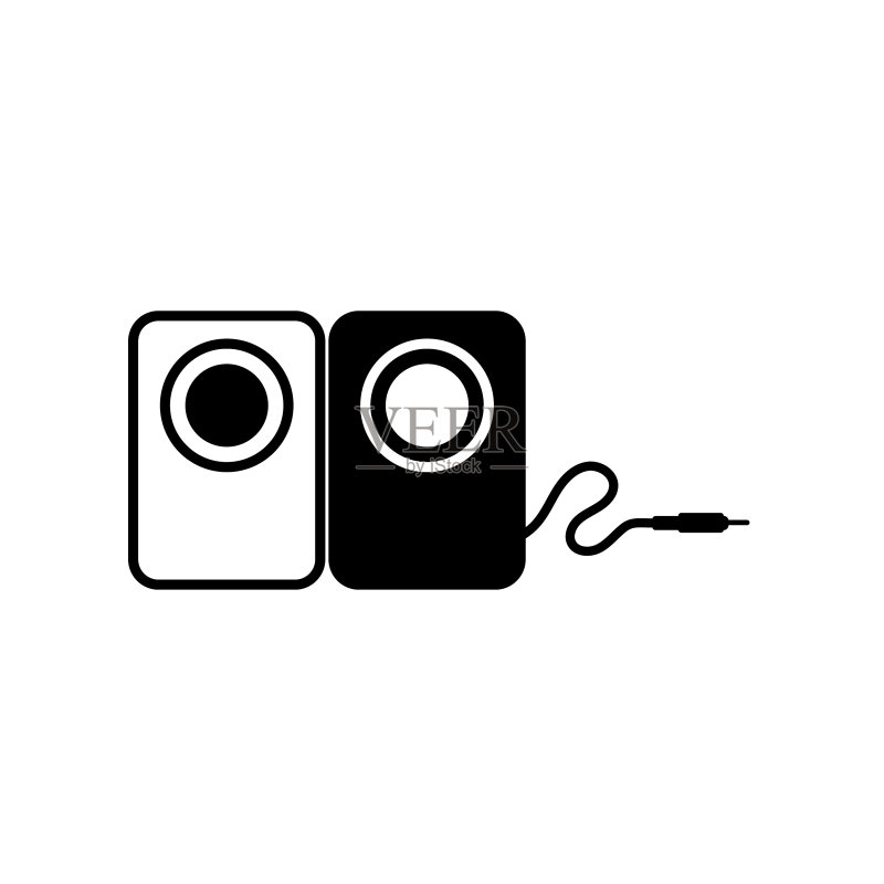 迷你音响扬声器黑白剪影图标素材