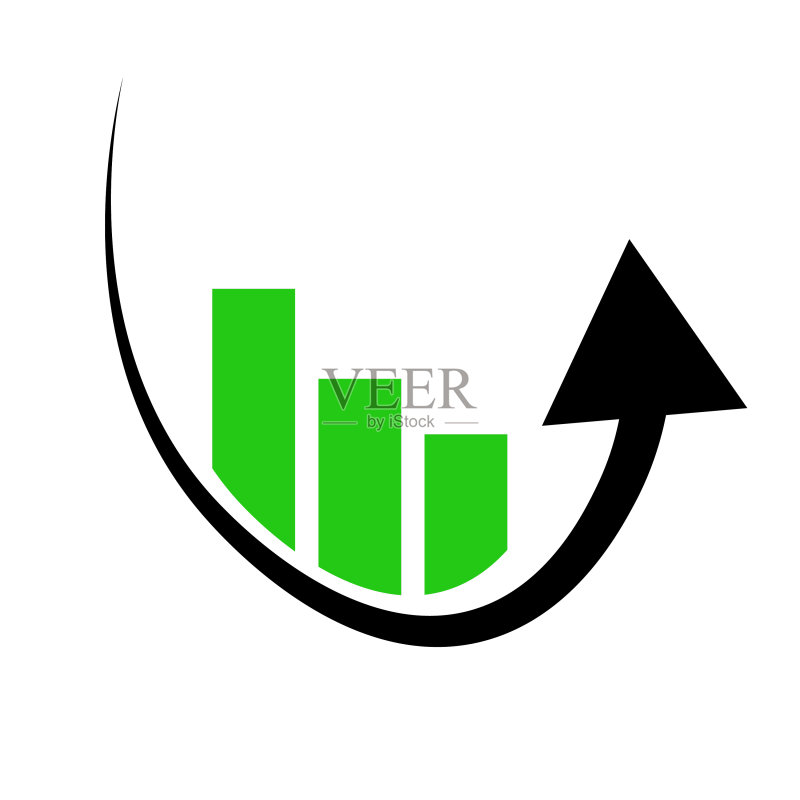 绿色条形图和排斥箭头图标图标素材