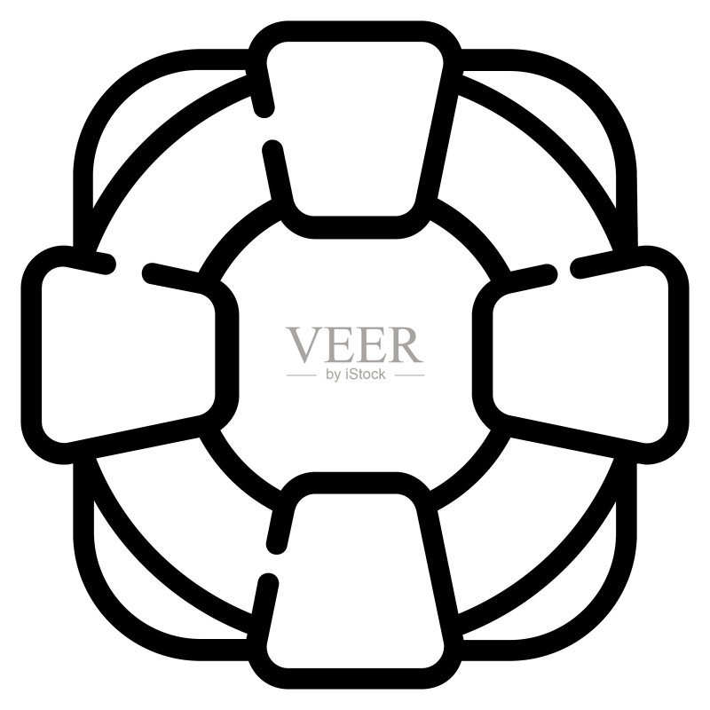 救生圈矢量图标细线风格(Web和移动端)图标素材