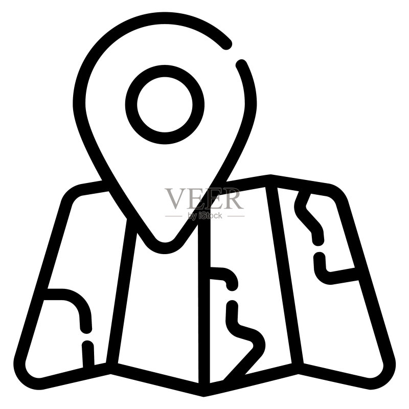Web和移动设备定位地图矢量细线图标图标素材