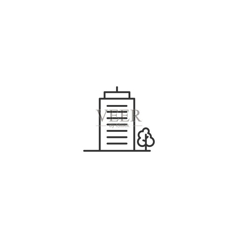 办公公寓楼宇线性图标城市酒店图标素材