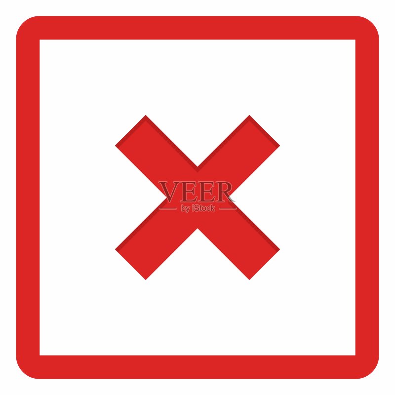 错误标记,交叉标记,拒绝,不批准,否,错误,不Ok,错误选择,任务完成,投票。-矢量标记符号为红色。孤立的图标。图标素材