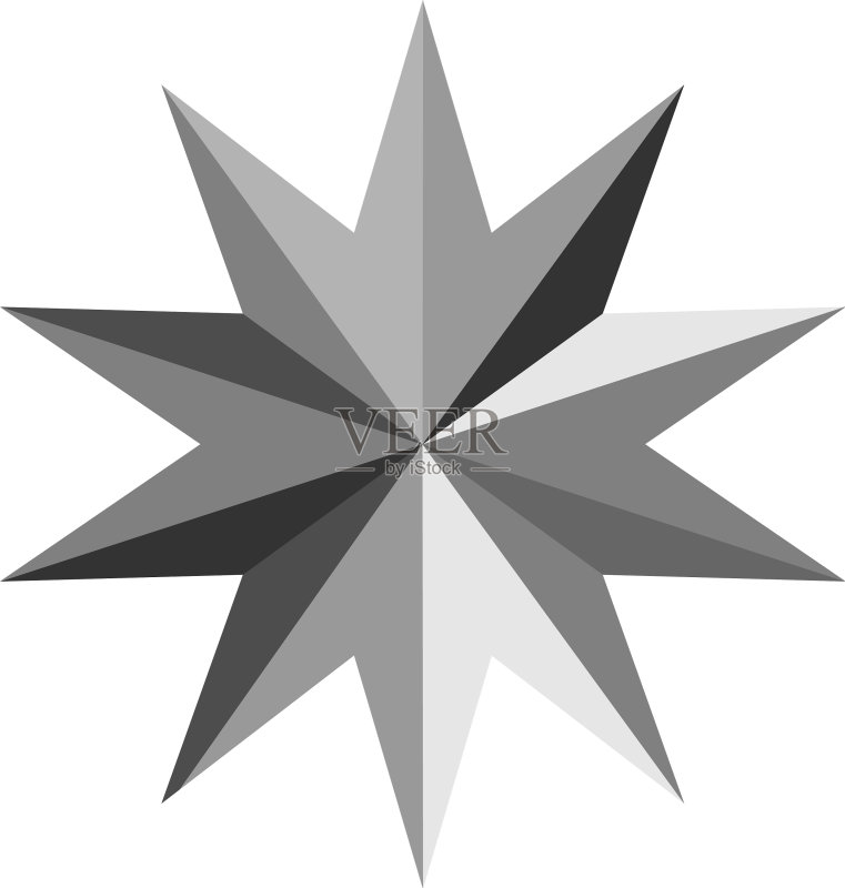 星爆旭日形星星元素图标素材