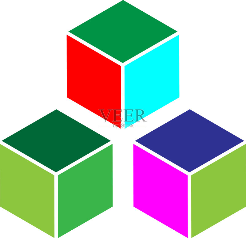 2.5D立方体元素图标立体主义抽象3D图标素材