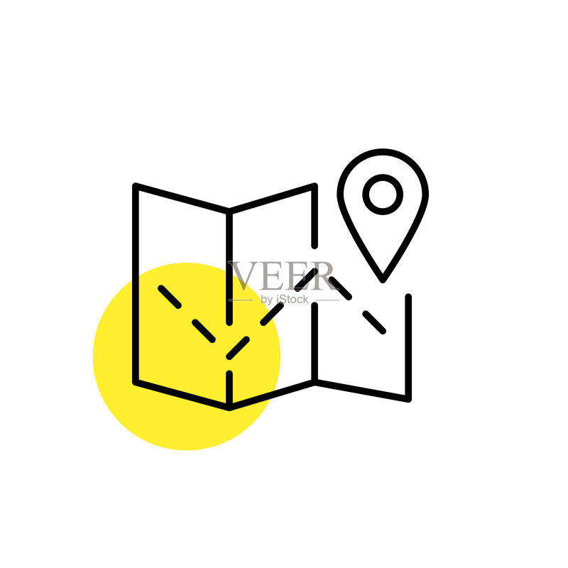 地图上的位置跟踪像素完美线条艺术图标素材