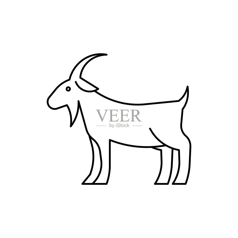 山羊农场动物线性图标图标素材