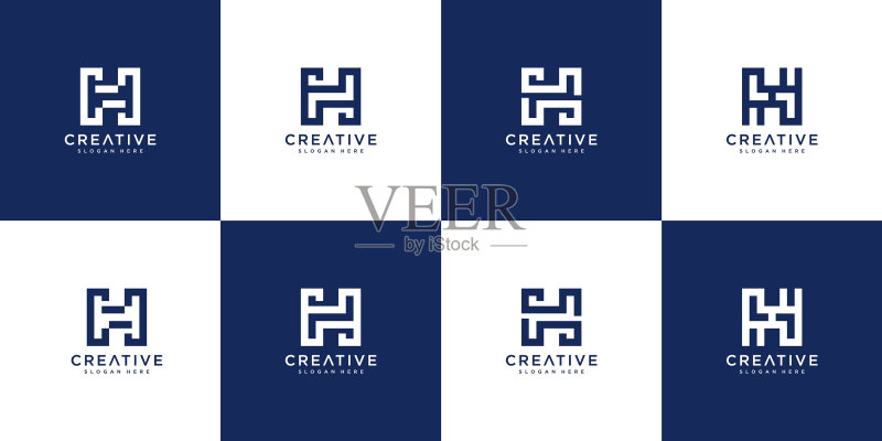 H字母抽象logo模板图标素材