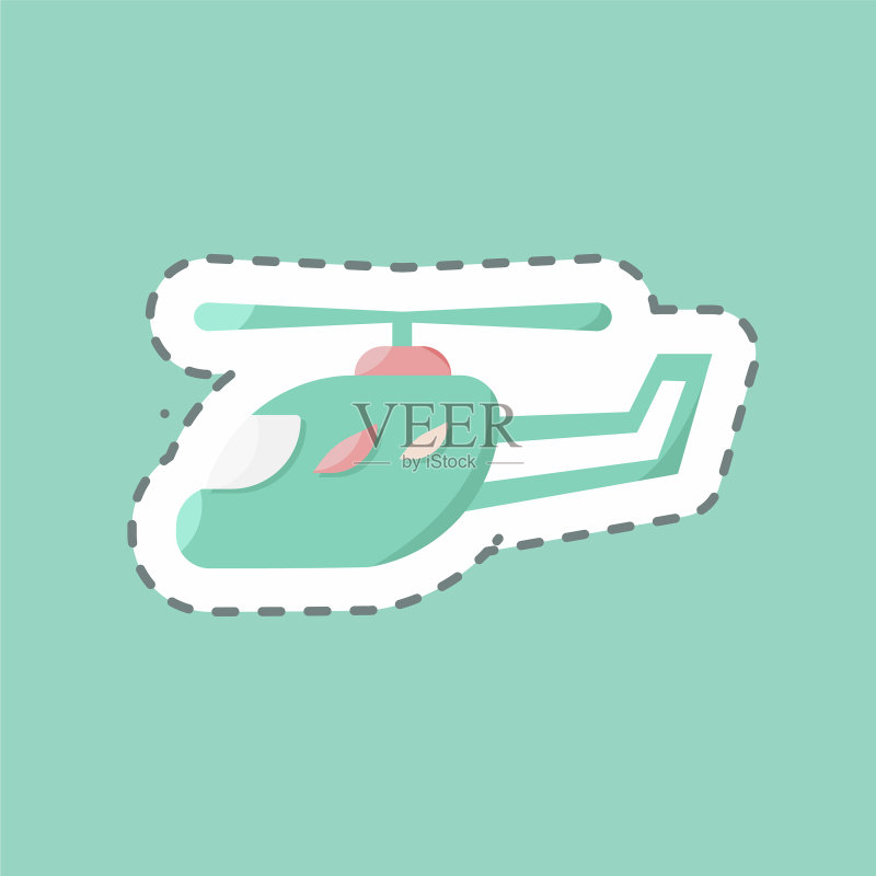 贴纸线条切割直升机图标素材