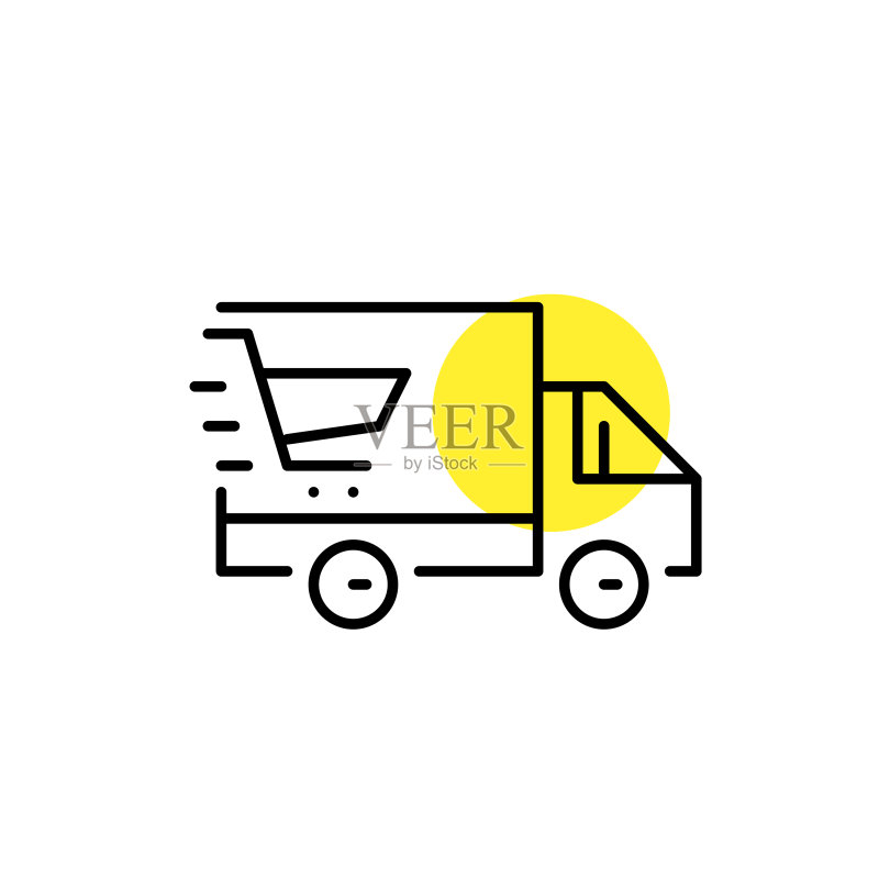 送货车像素完美可编辑笔画线图标素材