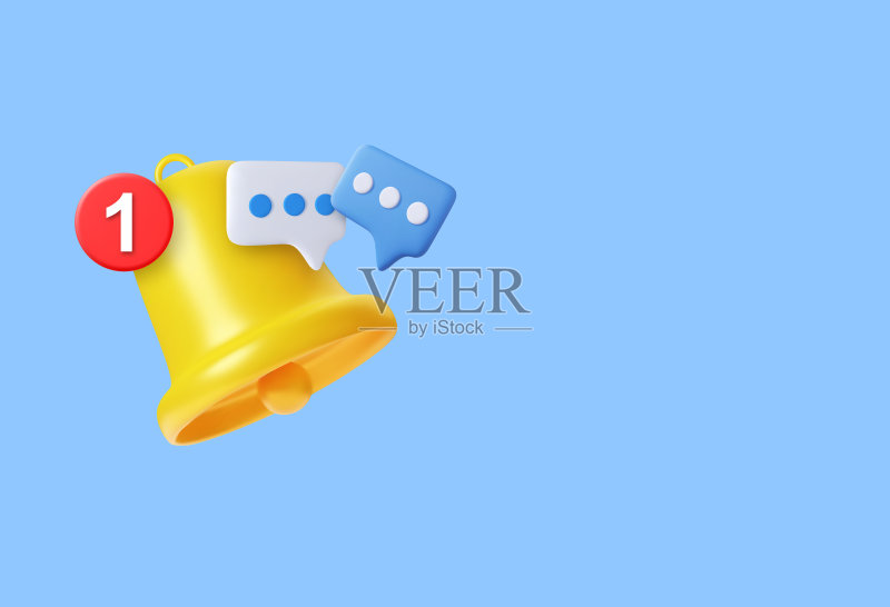 3D通知消息铃铛图标素材