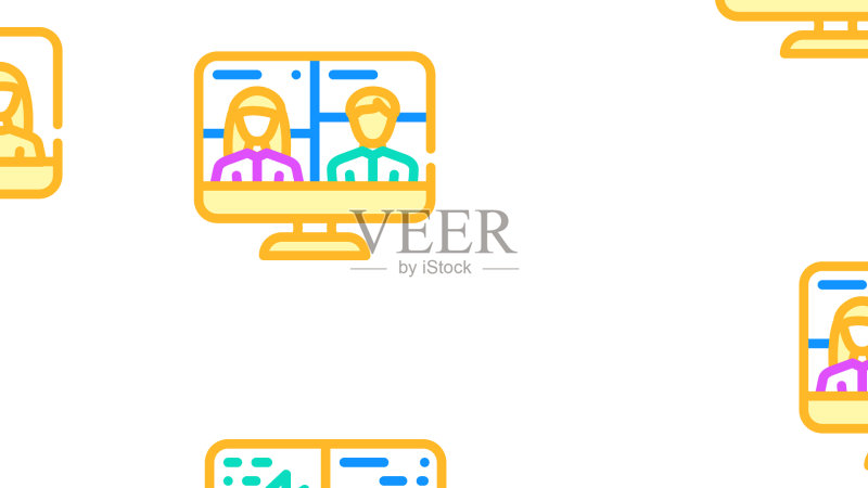 视频会议沟通图标集图标素材