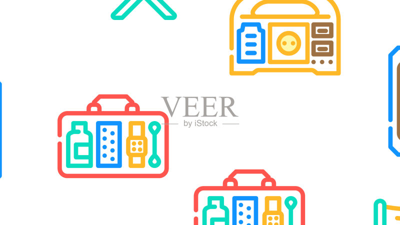 露营徒步工具和小装备图标集图标素材