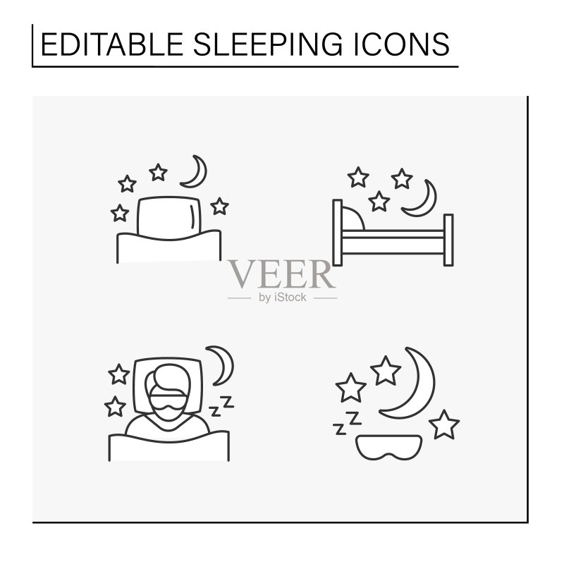 睡眠线条图标集图标素材