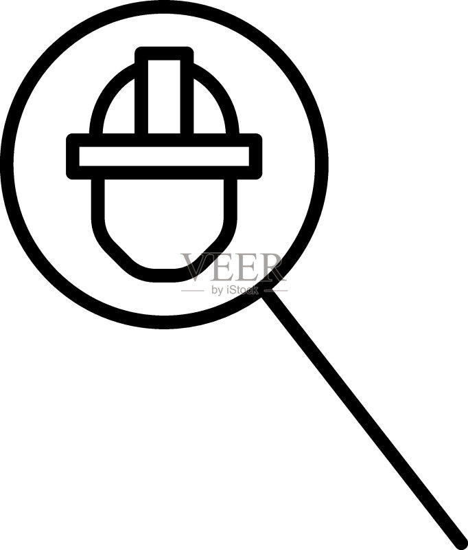 扁平风格轮廓符号:细线现代标志,适用于广告、书籍、互联网商店的建筑工人图标图标素材