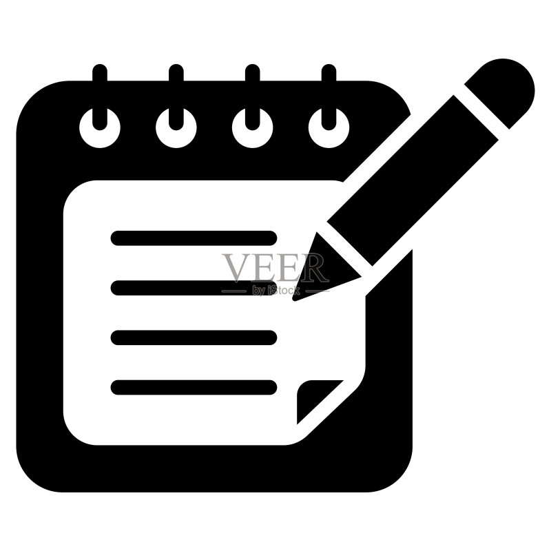 白色背景上隔离的笔记本字形图标图标素材