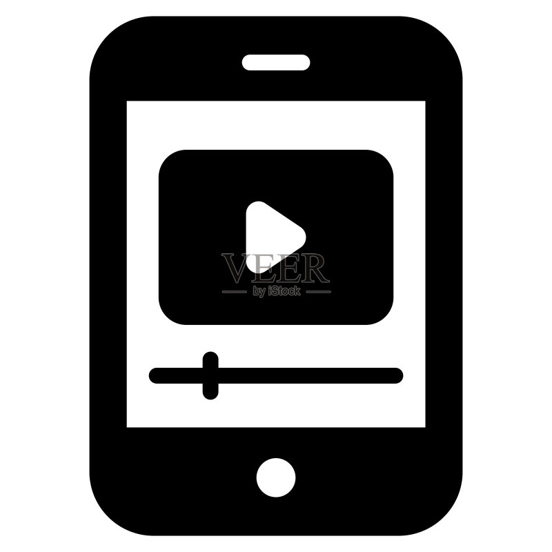 白色背景上的多媒体视频播放器字形图标图标素材