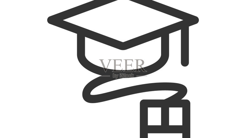 教育图标:学院帽或毕业帽图标素材