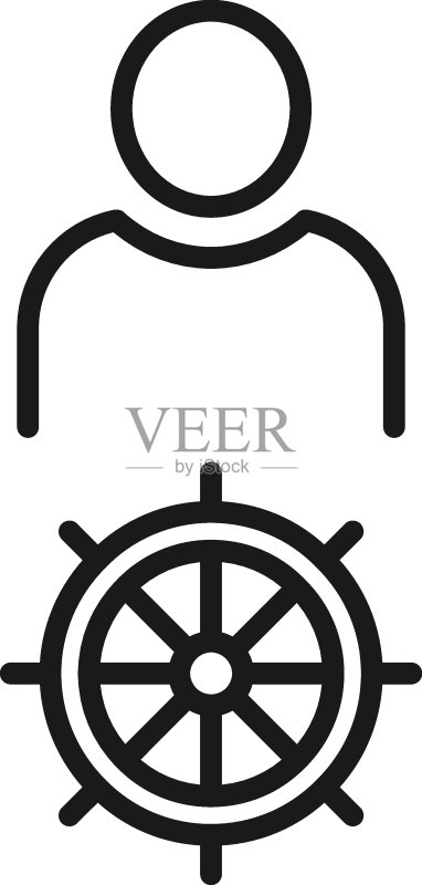 适用于广告网站商店的黑白标志(用户绵羊方向盘细黑线描边矢量图标)图标素材