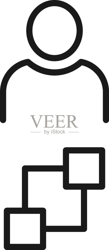 适用于广告、网站、商店、应用程序的黑白标志:用户和立方体的矢量图标图标素材