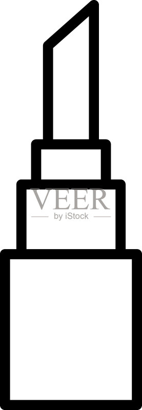 美容化妆品概念:适用于网站、广告等的轮廓符号,可编辑笔触,大方管口红线性图标图标素材