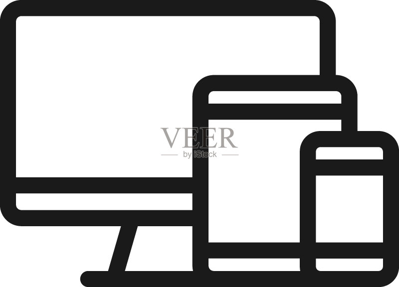 电子设备概念单色细线插图,适用于网络资源、商店、书籍、banner,电脑、平板、智能手机图标素材