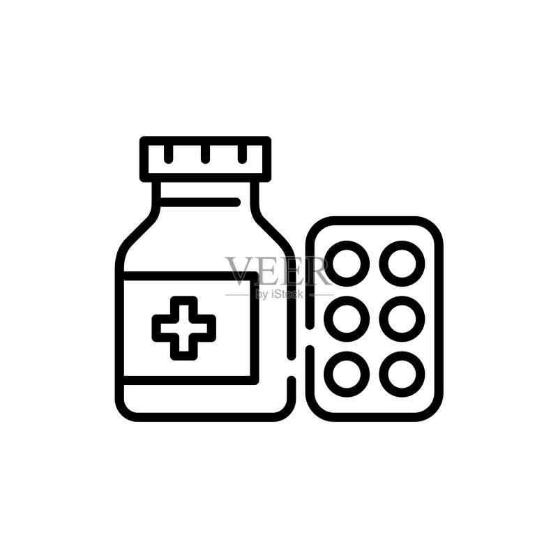 罐子和泡罩包装中的药丸图标素材