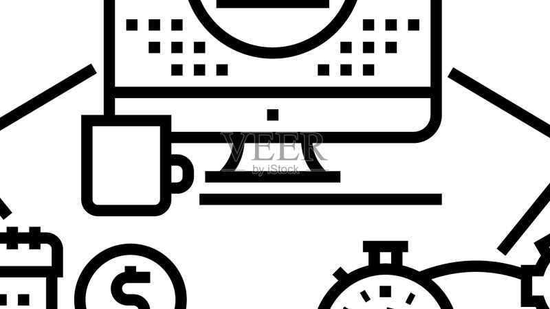 工作管理概念彩色图标图标素材