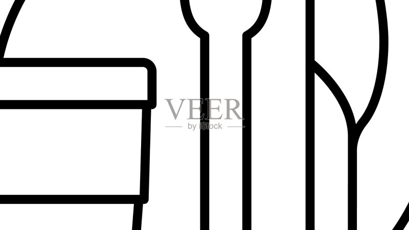 塑料餐具线性图标图标素材