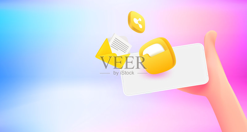 通过手机接收数据3D banner图标素材