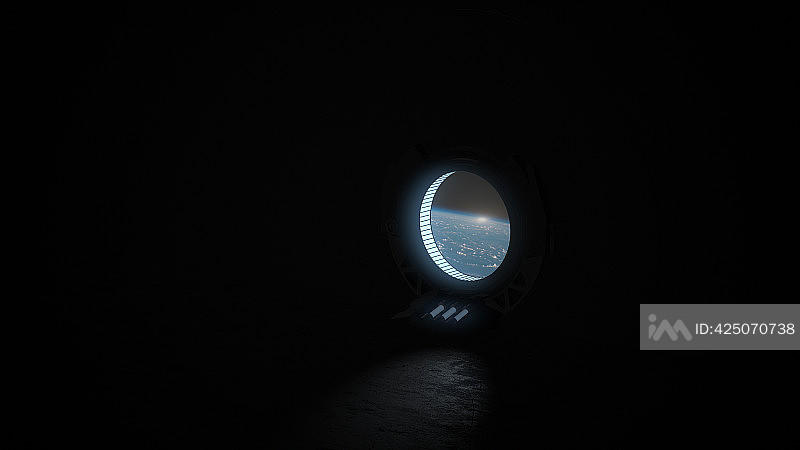 空旷星系中的宇宙飞船内部照片摄影图片