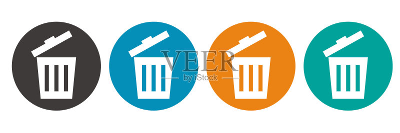 打开的垃圾桶图标集(简约)图标素材