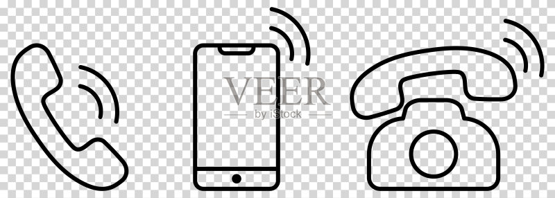 振铃电话线性图标集图标素材