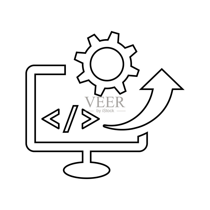 软件代码HTML轮廓图标线条艺术矢量图图标素材