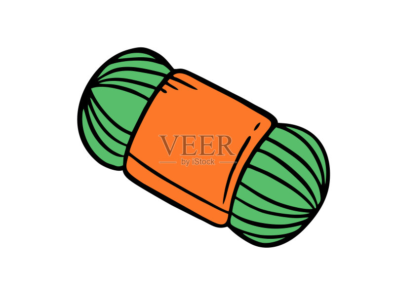 白色背景上的手绘毛线团图标素材