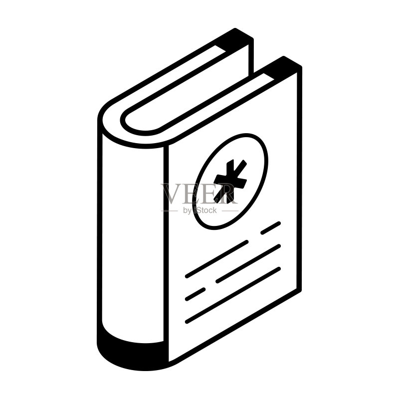 现代2.5D医学书籍线性图标图标素材