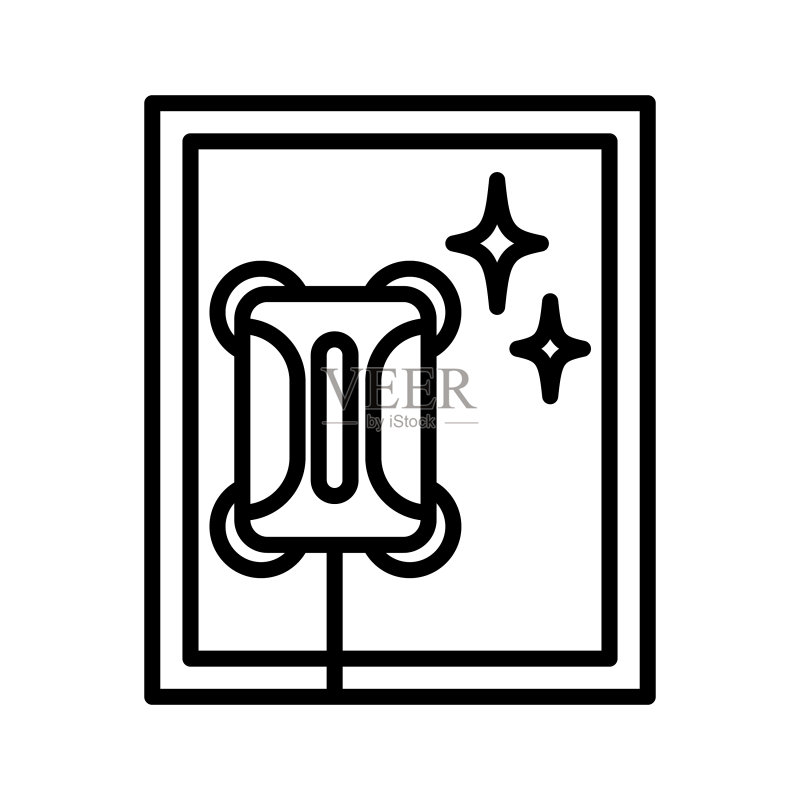 清洁窗户机器人线条图标吸尘机器人图标素材
