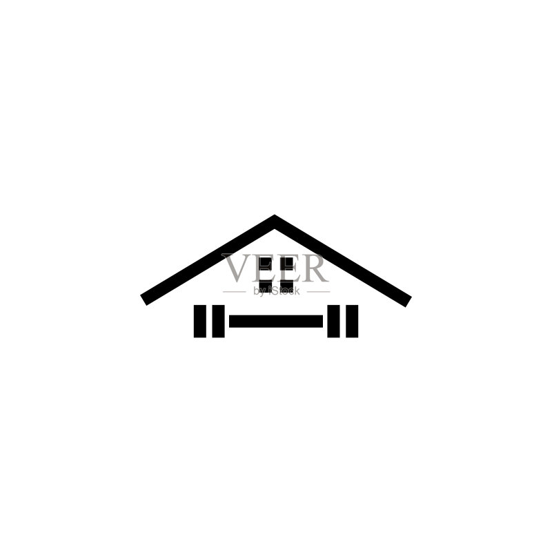 房屋杠铃举重标志设计模板图标素材