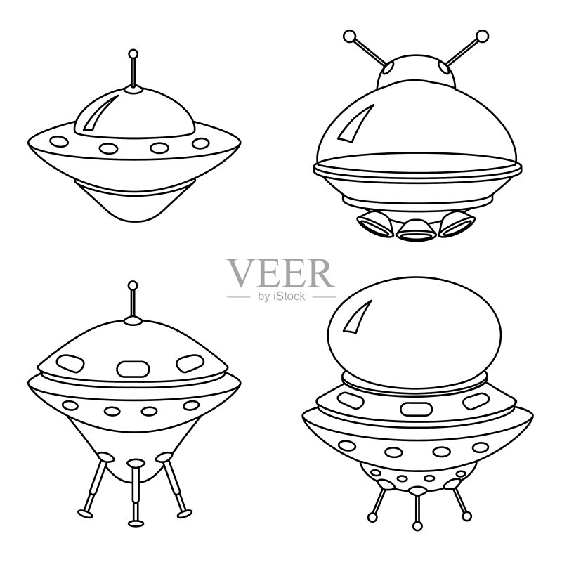UFO图标集外星人轮廓航天器图标素材