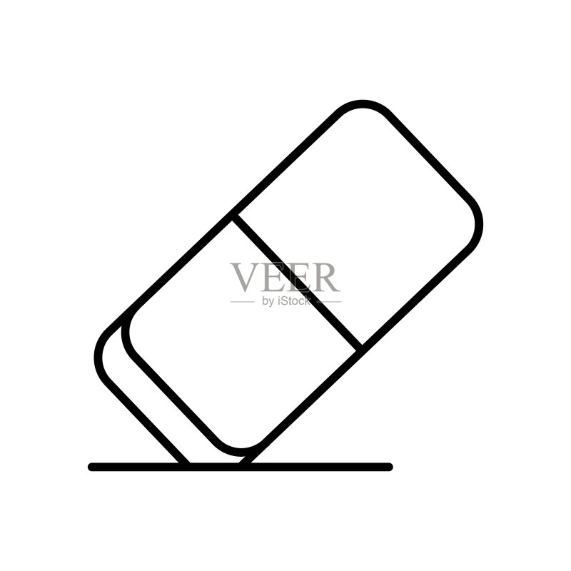 橡皮擦图标:与教育相关的图标:线条图标风格:简单的可编辑设计图标素材