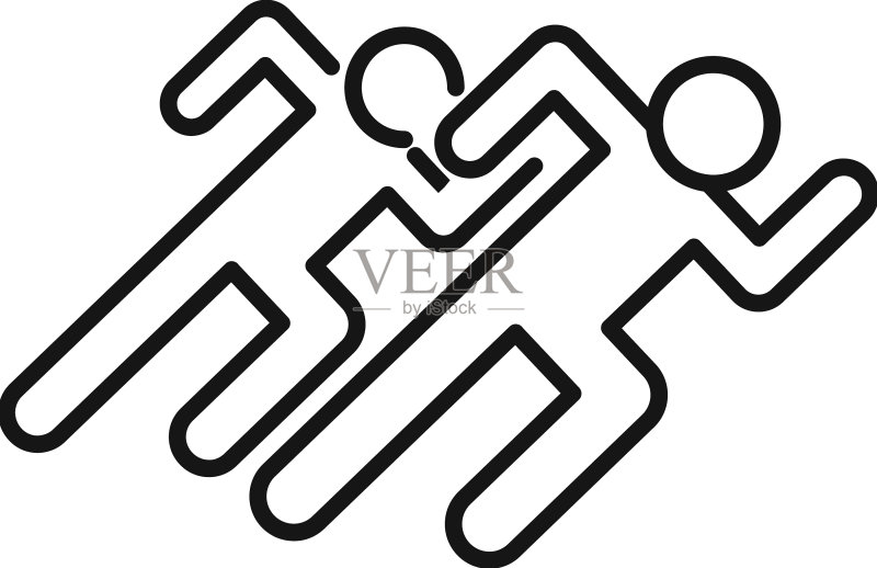 团队运行努力图标勾勒业务工作图标素材