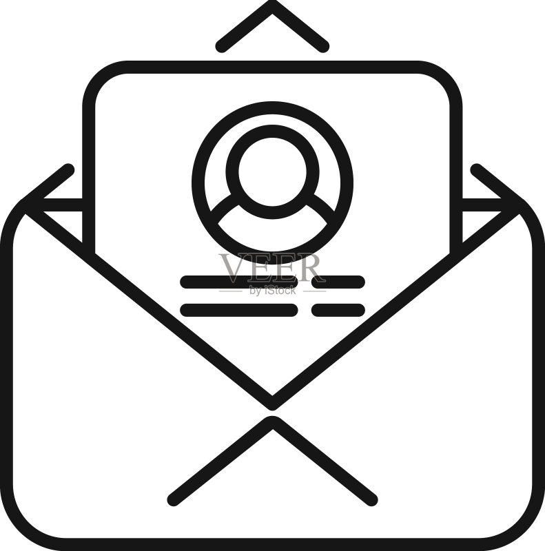 打开的简历邮件图标轮廓在线工作图标素材