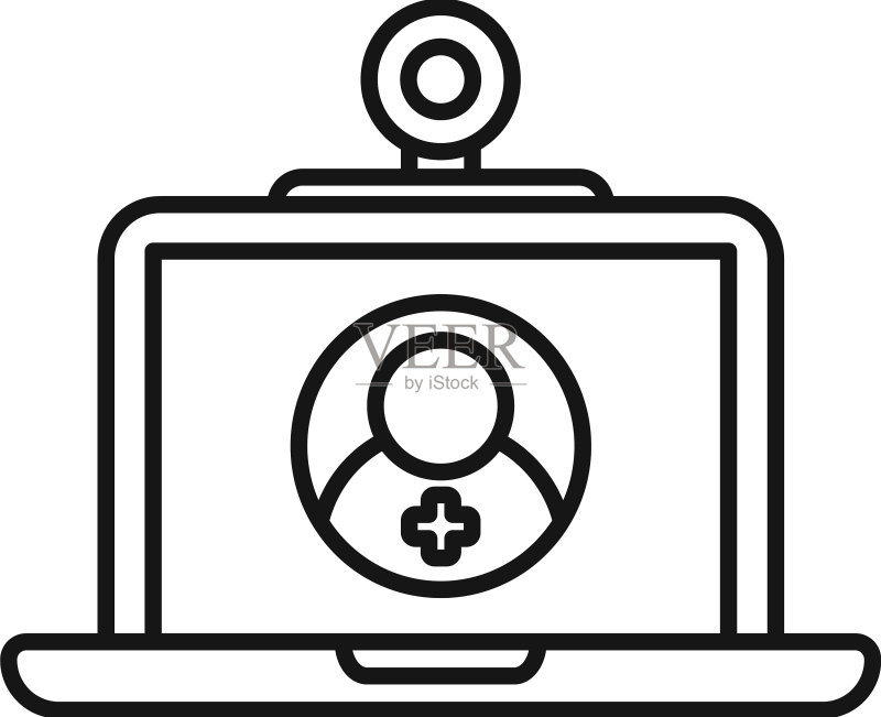 远程医疗视频通话图标轮廓图标素材