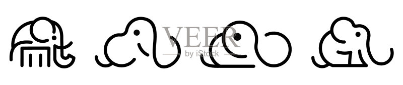大象logo剪影符号图标素材