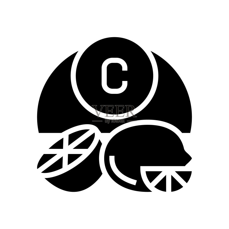 C维生素柑橘字形图标矢量插图图标素材