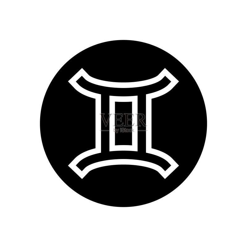 双子座生肖标志字形图标矢量插画图标素材