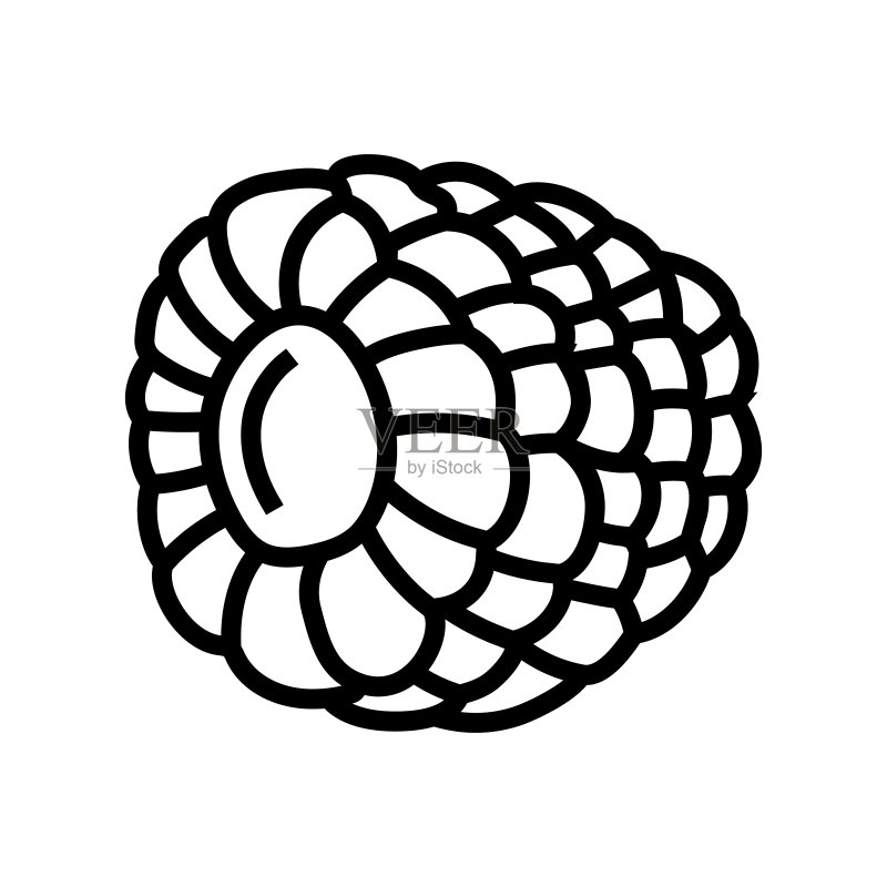 成熟多汁的覆盆子水果线条图标矢量图图标素材